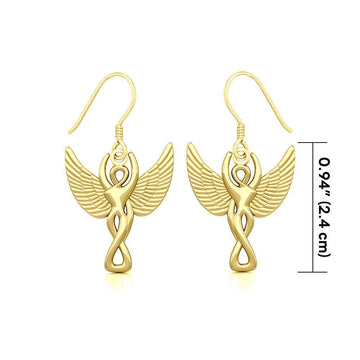 Winged Goddess Angel Solid Gold Earrings GER1922 - Jewelry